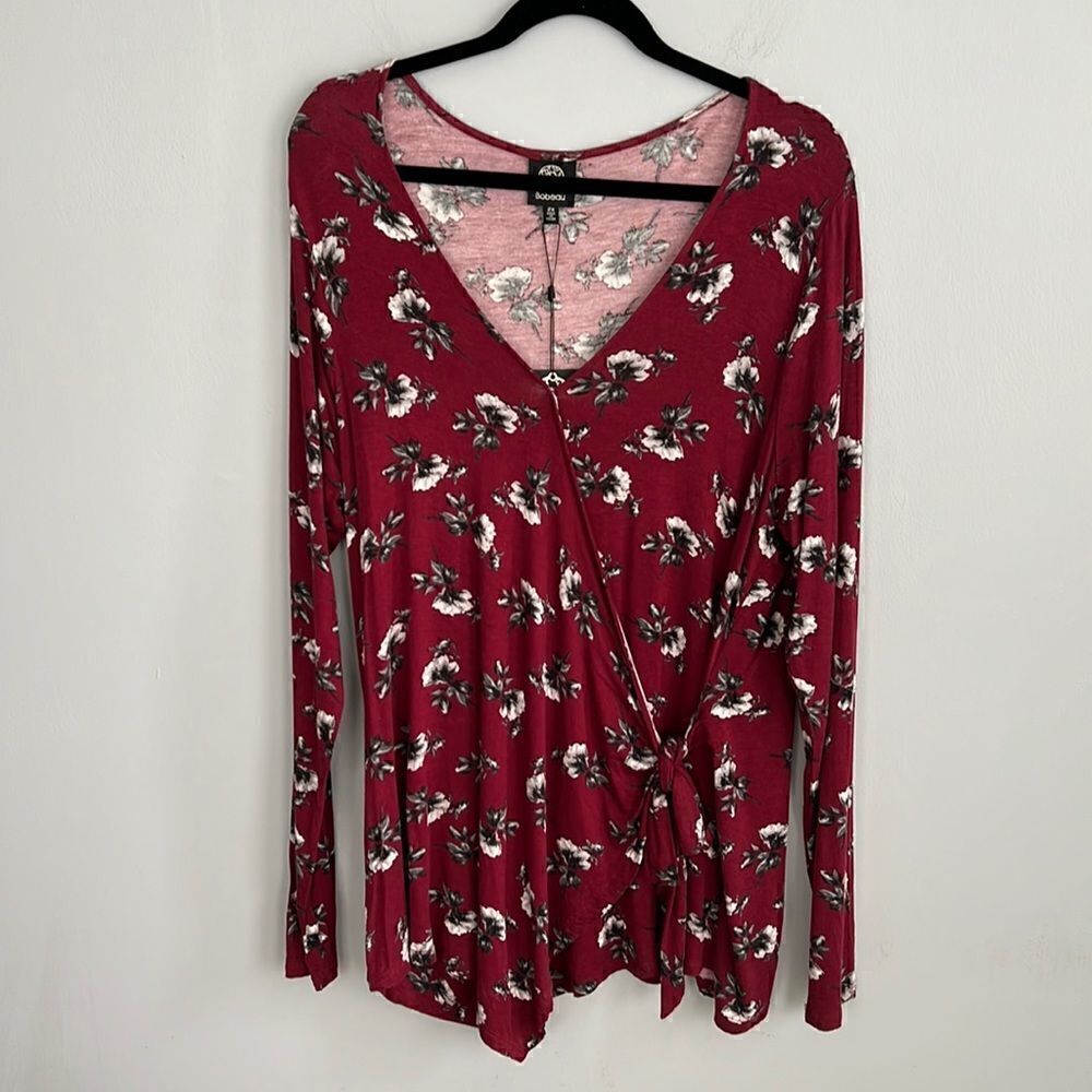Women’s Bobeau 2X wrap shirt floral new with tags